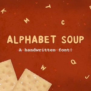 Fuente manuscrita Alphabet Soup, fuente linda, fuente manuscrita, fuente original, fuente de uso comercial, fuente procreate, paquete de fuentes, fuentes lindas