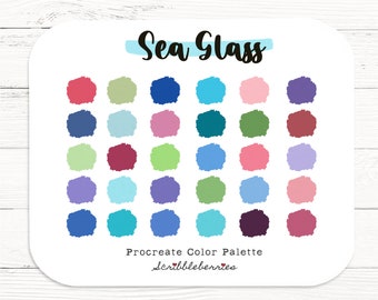 Sea Glass Procreate Color Palette: 30 Earthy Colors (.swatch File)