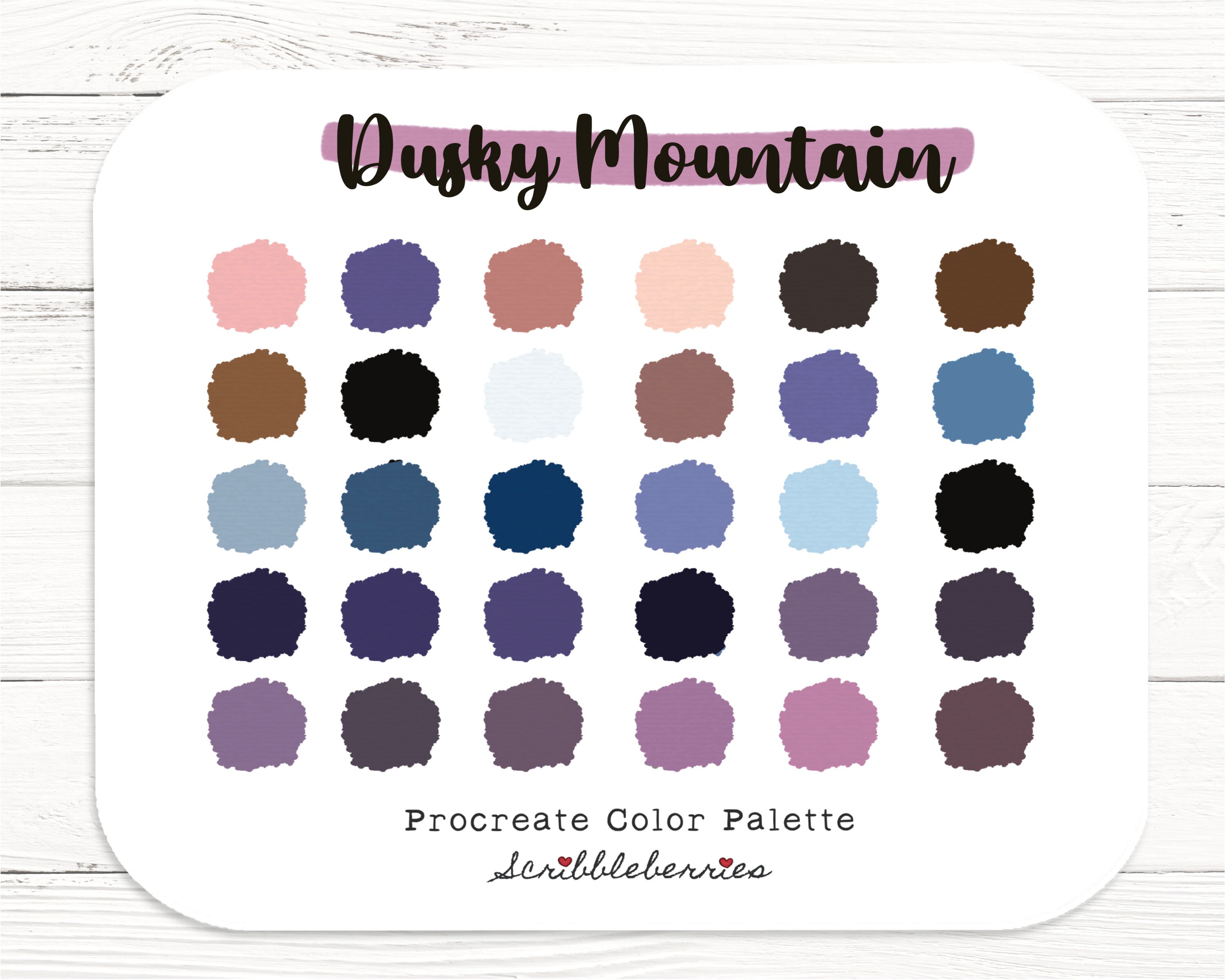 Dusky Mountains Procreate Color Palette: 30 Earthy Colors (.swatch File ...