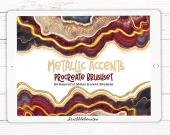 Metallic Accent Procreate Brushes: Texture & Inking (Digital Download)