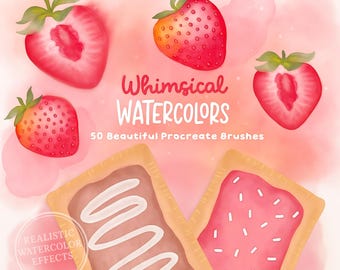 Whimsical Watercolor Procreate Brushes: 50 Brush Set + Paper Texture