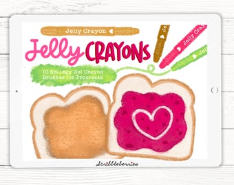 Jelly Crayon Procreate Brushes: 10 Smudgy Texture Brushes