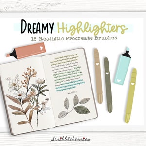 Highlighter Procreate Brushes, Procreate Micron Brushes, procreate texture brushes, procreate markers, procreate brushes, procreate inking