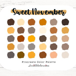 Sweet November Procreate Color Palette: 30 Earthy Colors (.swatch file)