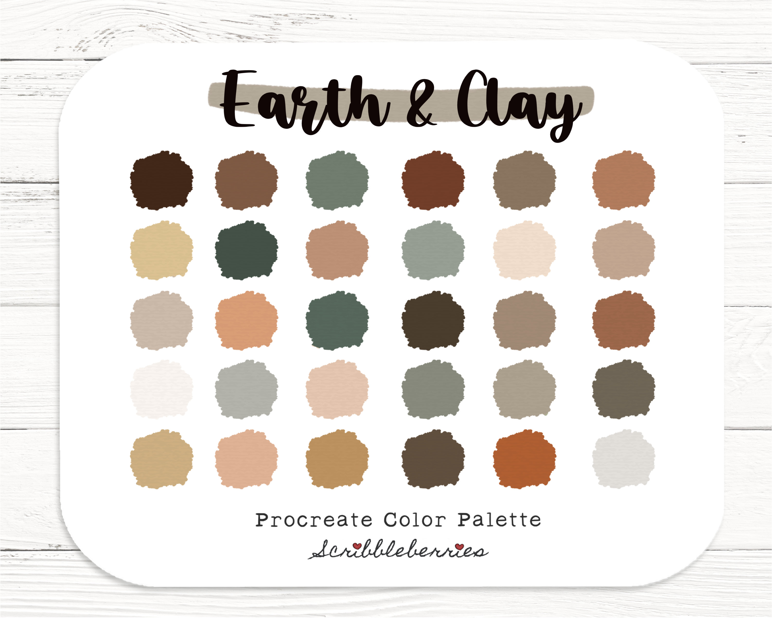 Earth & Clay Procreate Color Palette Colorful palette Color  Etsy
