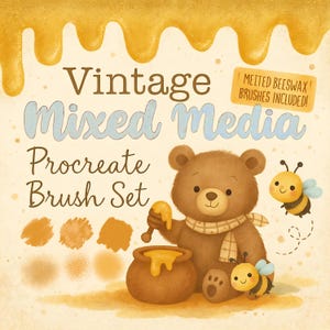 Vintage Illustration Procreate Brushes: Mixed Media Texture (40 Unique Brushes)