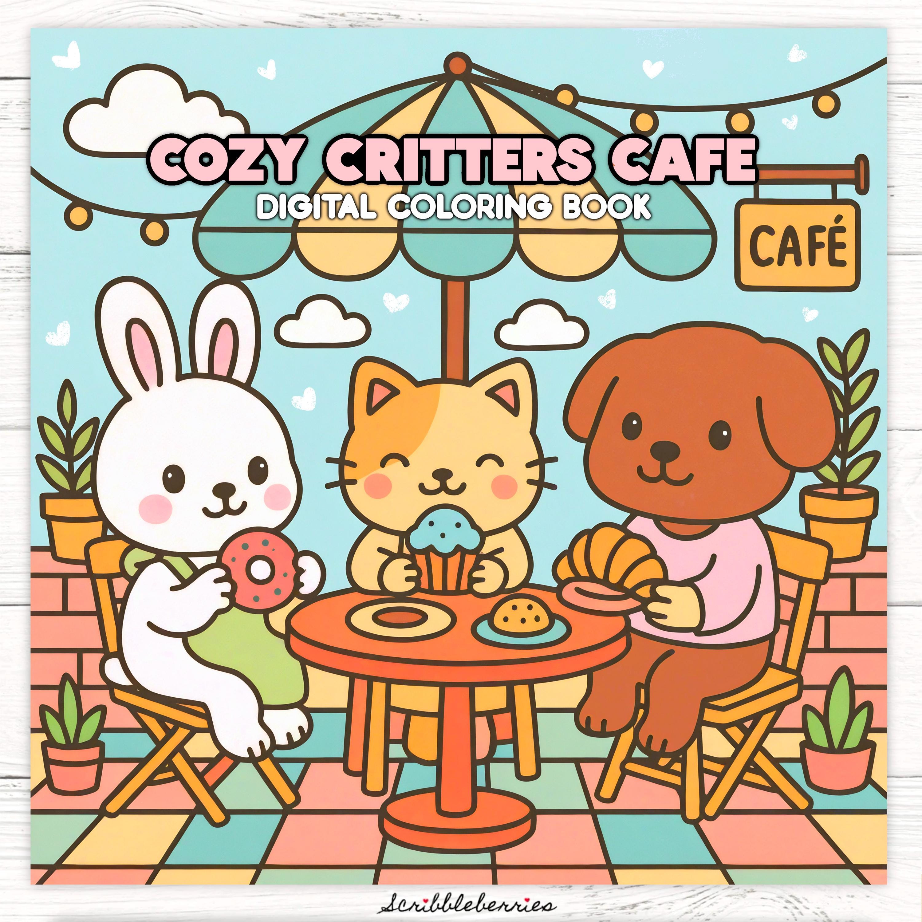 コージークラッターカフェ デジタル塗り絵ブック(Procreate&印刷対応)|12枚のかわいい12×12インチ・300DPI