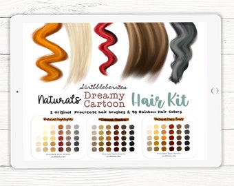 Dreamy Cartoon Hair Kit: Procreate Brushes & Color Palettes (Digital Download)