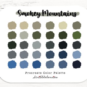 Smokey Mountains Procreate Palette, Colorful palette, Color Palette, Ipad Pro, Procreate Brushes, earthy color palette, procreate