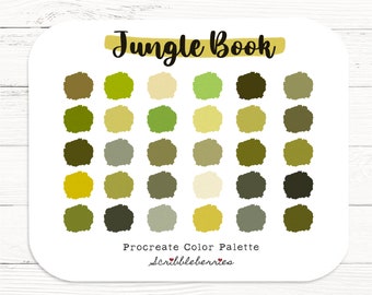 Jungle Book Procreate Palette, Colorful palette, Color Palette, Ipad Pro,  Procreate Brushes, earthy color palette, procreate