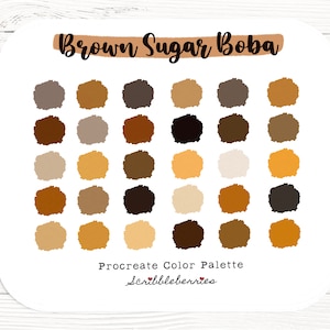 Brown Sugar Boba Procreate Color Palette: 30 Warm Tones (Digital Download)