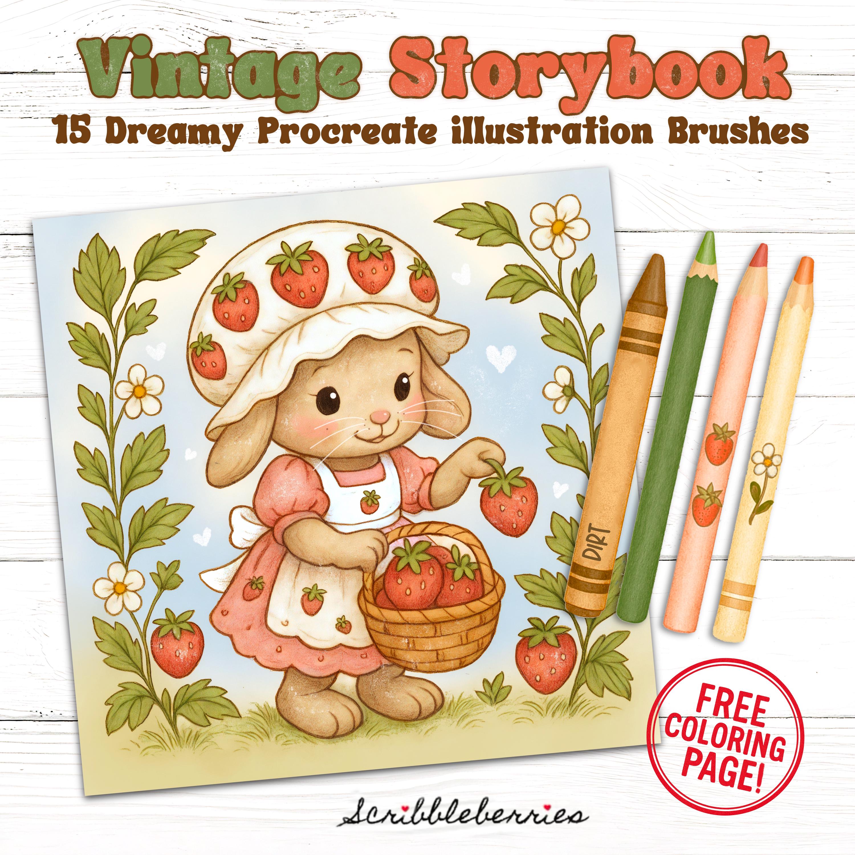 Pinceles Procreate Vintage Storybook – 15 pinceles retro para ilustración y coloreado digital
