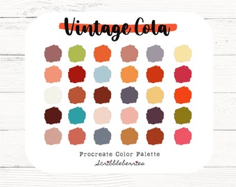 Paleta de colores Vintage Cola para Procreate: 30 ricas muestras