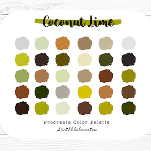 Coconut Lime Procreate Color Palette: 30 Earthy Tones (.swatch file)