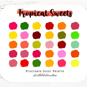 Tropical Sweets Procreate Color Palette: 30 Bright Summer Shades