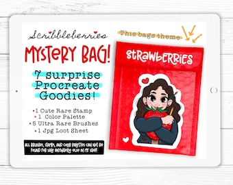 Strawberry Procreate Brush Set: Mystery Bag with Color Palette (Digital Download)