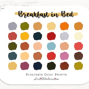 Breakfast procreate Palette, Colorful palette, Color Palette, Ipad Pro, Procreate Brushes, earthy color palette, procreate