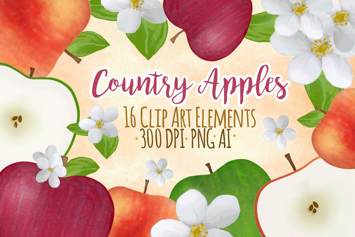 Apple Clip Art Spring Clip Art Blossoms Clip Art Apple | Etsy