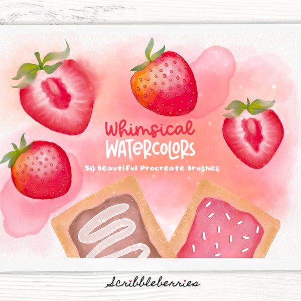 Whimsical Watercolor Procreate Brushes, Procreate Micron Brushes, procreate texture brushes, procreate paint brushes, procreate brushes