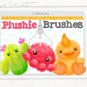 Plushie Illustration Procreate Brushes, Procreate fur Brushes, procreate texture brushes, procreate hair brushes, procreate brushes