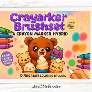 Procreate Crayon & Alcohol Marker Brushes: Digital Coloring Brushset