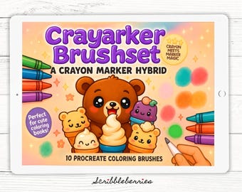 Procreate Crayon & Alcohol Marker Brushes: Digital Coloring Brushset