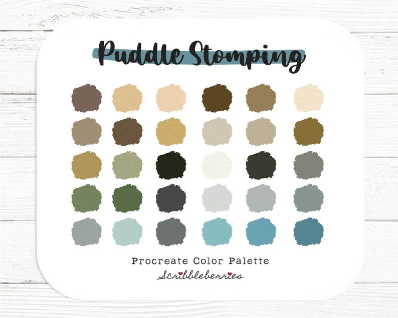 Primary Color Puddle Puddle Stomping Procreate Color Palette: 30 Rich Colors (.swatch & PNG ...