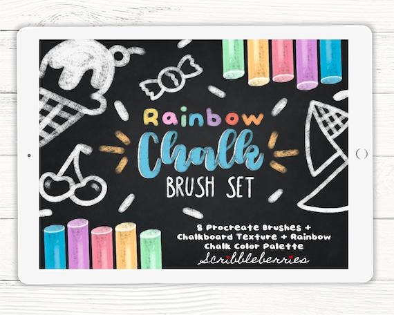 Procreate Rainbow Chalk Brushes, Procreate Colored Pencil Brushes,  Procreate Color Palettes, Procreate Chalk Brushes, Procreate Brushes 