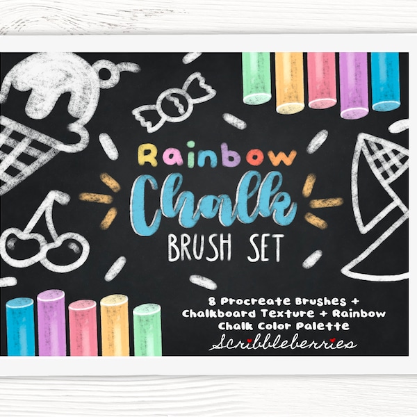 Procreate Rainbow Chalk Brushes, Procreate Colored Pencil Brushes, procreate color palettes, procreate chalk brushes, procreate brushes