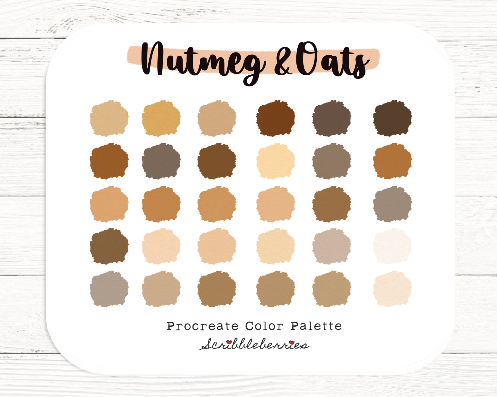 Nutmeg & Oats Procreate Color Palette, Muted Nude Tones (digital ...