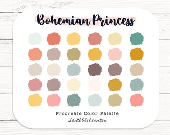 Boho Princess Procreate Color Palette: 30 Earthy Colors (.swatch File)