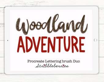 Woodland & Adventure Lettering Brushes: Procreate Brush Duo