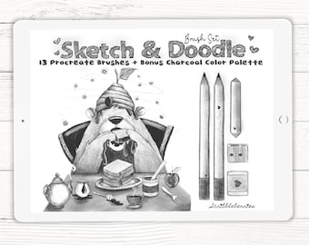 Procreate Pencil Brush Kit: Sketch & Doodle Brushes, Charcoal Palette (Digital Download)