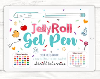 Gel Pen Procreate Brushes, Procreate Gel Brush, procreate inking, procreate color palettes, Fineliner brushes, procreate brushes