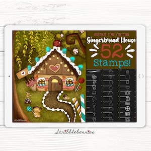 Gingerbread House Creator Procreate Brushes, Procreate Christmas Stamps, procreate texture brushes, procreate inking, procreate brushes