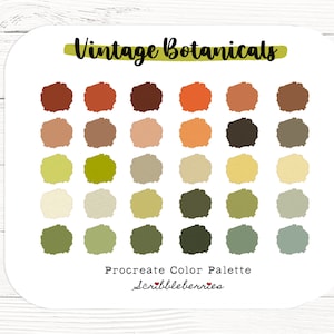 Vintage Botanicals Procreate Color Palette: 30 Earthy Swatches (Digital Download)