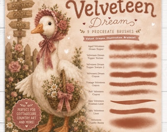Velveteen Dream Illustration Procreate Brushes: 9 Brush Set (Digital Download)