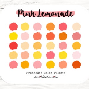 Pink Lemonade Procreate Color Palette: 30 Summer Shades (.swatch & PNG)