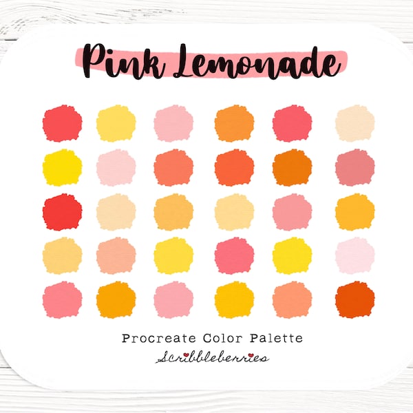 Pink Lemonade  Color Palette, bright palette,  Palette, Ipad Pro, Procreate Brushes, summer color palette, skin tones, nude color palette