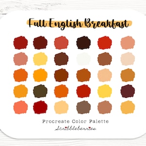English Breakfast Procreate Palette, Colorful palette, Color Palette, Ipad Pro, Procreate Brushes, earthy color palette, procreate