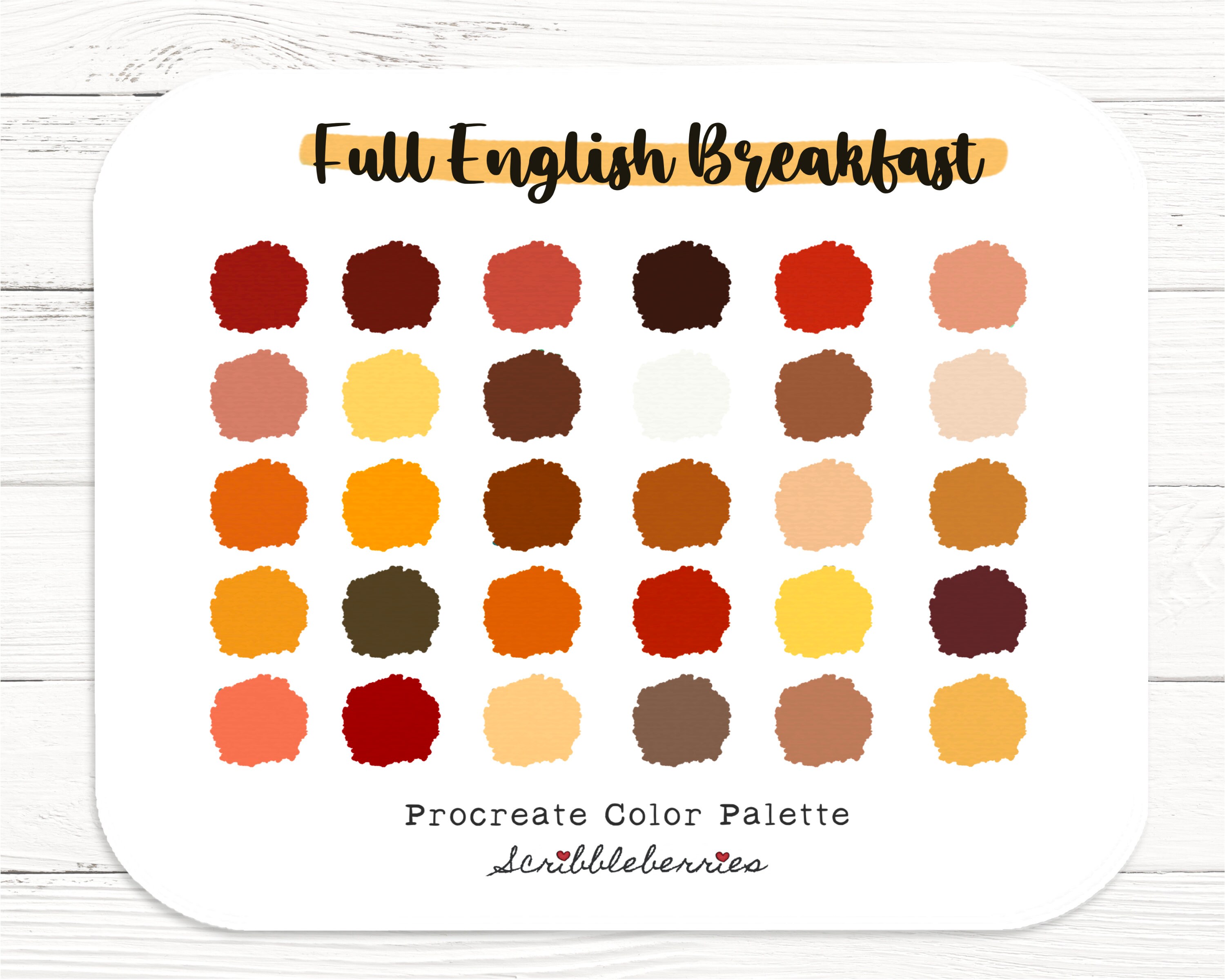 English Breakfast Procreate Color Palette: 30 Coordinating Colors ...