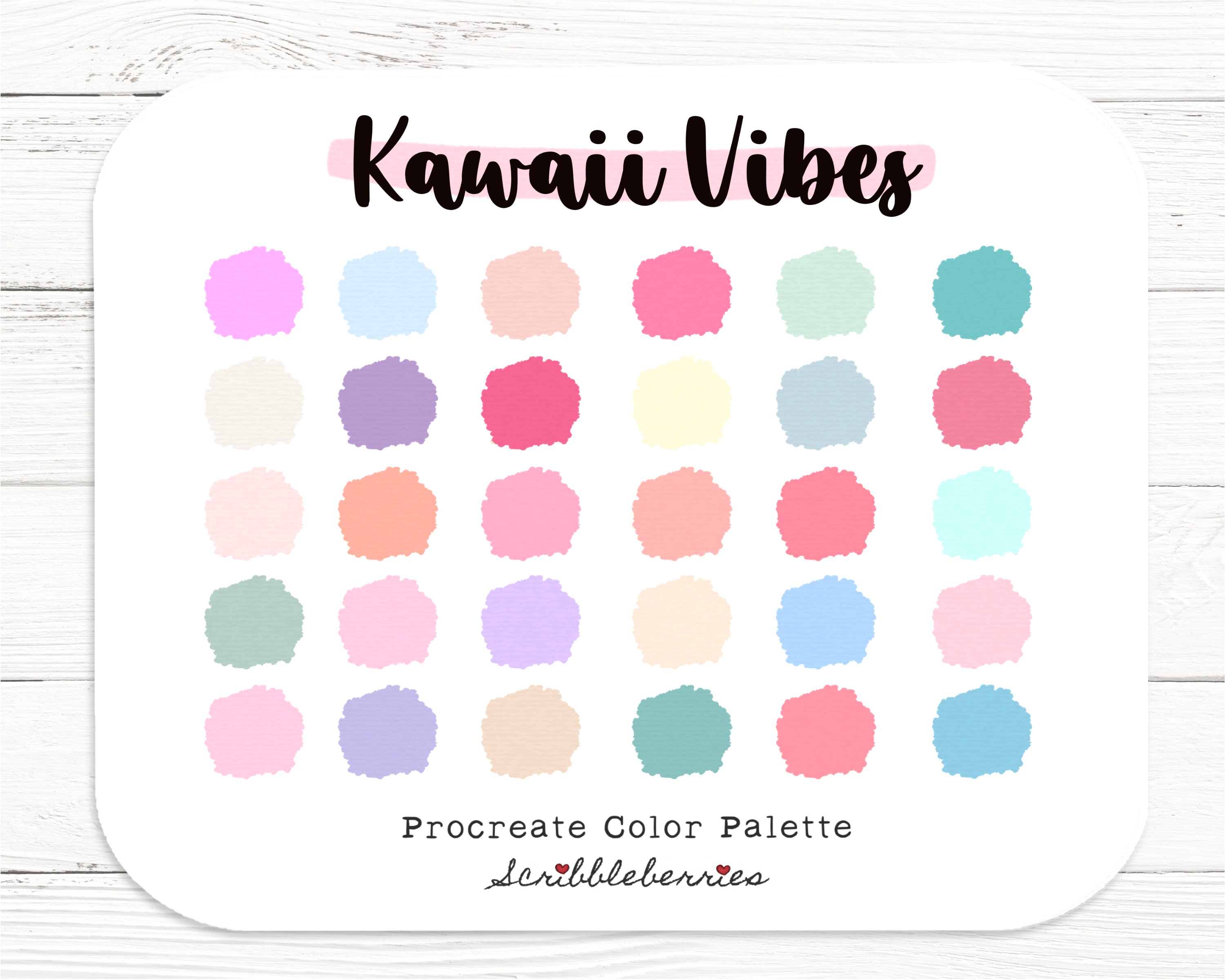 Kawaii Procreate Color Palette – 30 Earthy & Colorful Swatches for iPad Pro Painting and Illustration - Image 1