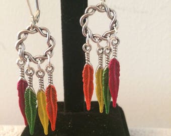 Chicago Blackhawks feather earrings