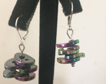 Prism oval glass bead earrings