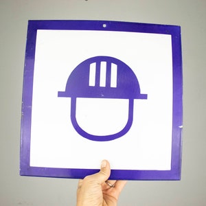 Vintage Enamel Factory Sign &quot;Place for Helmets&quot;