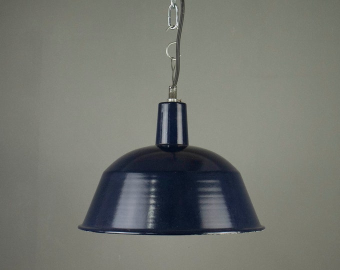 Vintage Blue Industrial Enamelled Lampshade made in Hungary