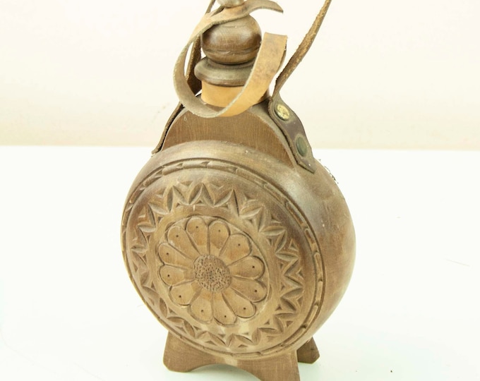 Vintage Wooden Hand-carved Canteen