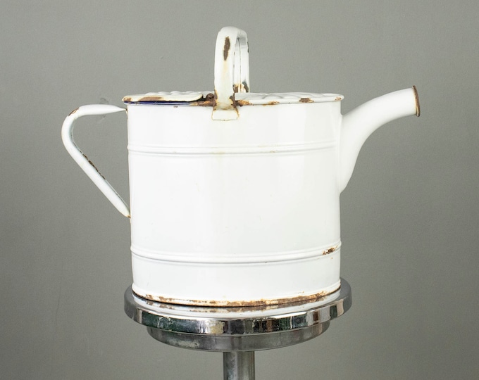 Vintage White Enamel Watering Can