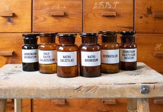 Vintage Amber Apothecary Jars