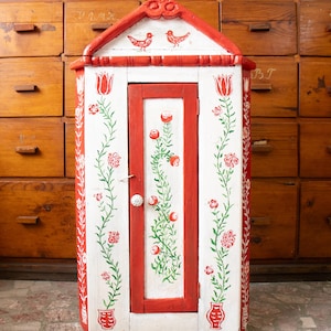 Antique Romanian Folk Art Corner Cabinet